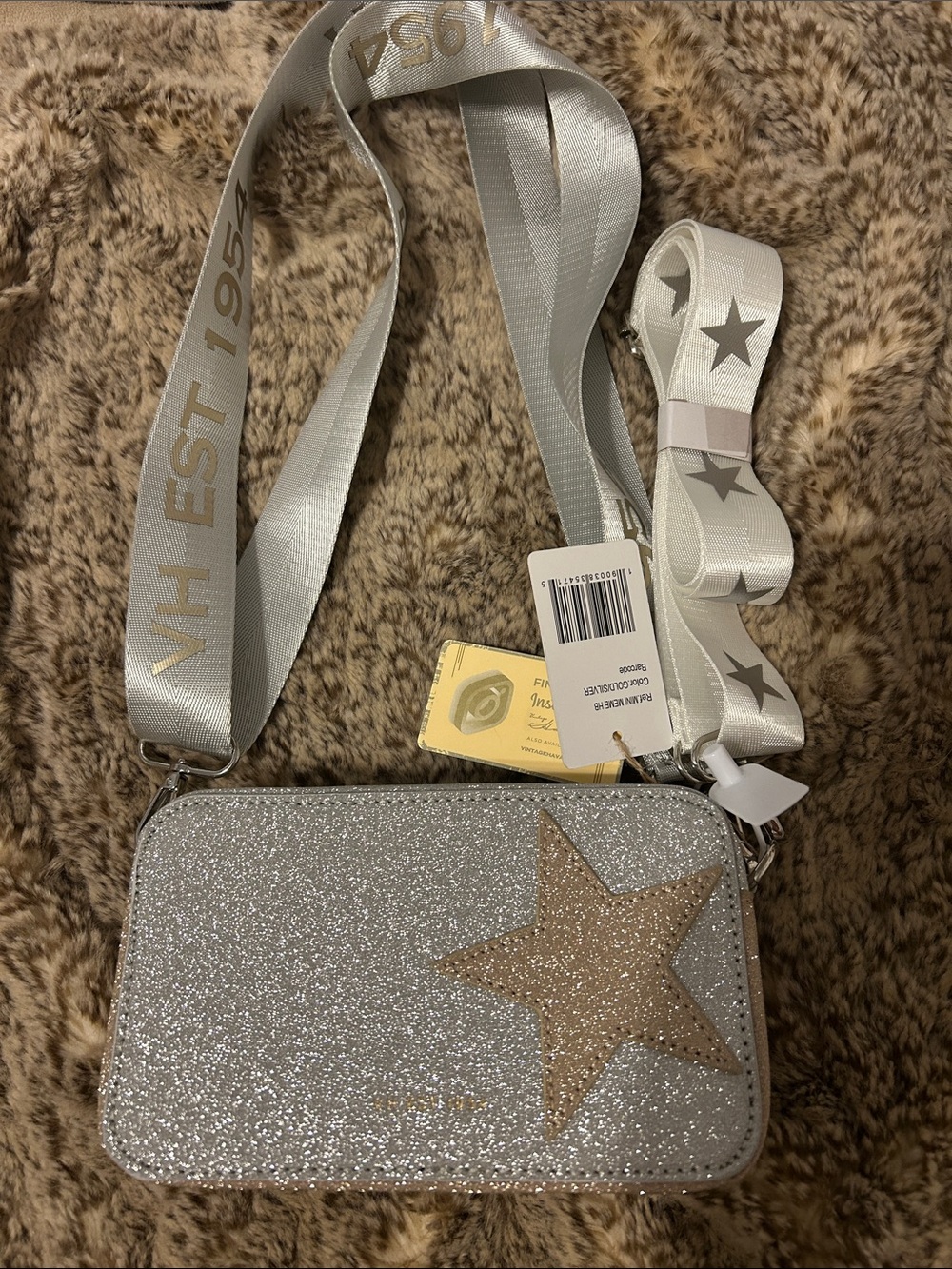 Vintage Havana Silver Glitter Crossbody with Gold Star